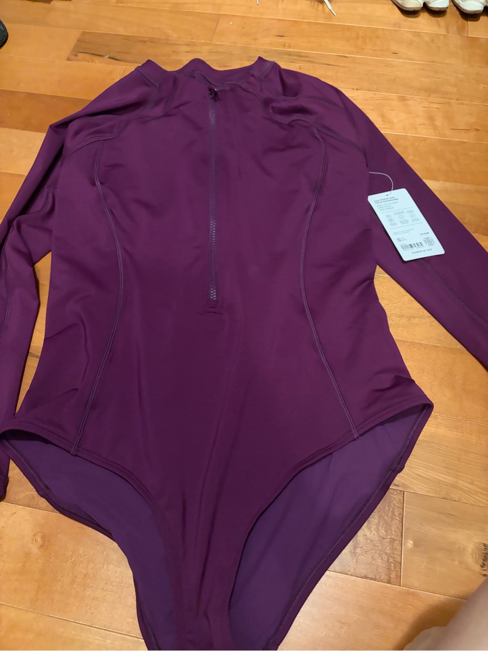 Athleta Plum Long-Sleeve Zip One-Piece Swimsuit